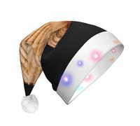 VXXNlnn Sombrero de Navidad LED con estampado de conchas marinas festoneadas para adultos, sombrero festivo de Papá Noel, gorro de felpa suave para fiestas de invierno