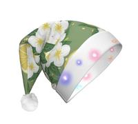 VXXNlnn Sombrero de Navidad LED con estampado de limón fresco para adultos, sombrero festivo de Papá Noel, gorro de felpa suave para fiestas de invierno