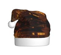 VXXNlnn Sombrero festivo de Navidad para adultos, sombrero de Papá Noel unisex con diseño de barco al atardecer, perfecto para Navidad, fiestas de vacaciones