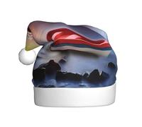 VXXNlnn Sombrero festivo de Navidad para adultos, sombrero de Papá Noel unisex con diseño de barco de pesca rojo, perfecto para Navidad, fiestas de vacaciones