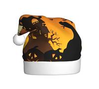 VXXNlnn Sombrero festivo de Navidad para adultos, sombrero de Papá Noel unisex con diseño de búho de árbol negro, cabeza de calabaza, perfecto para Navidad, fiestas de vacaciones