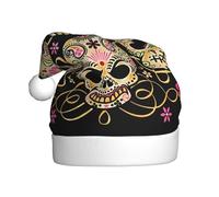 VXXNlnn Sombrero festivo de Navidad para adultos, sombrero de Papá Noel unisex con diseño de calavera del día de los muertos, perfecto para Navidad, fiestas de vacaciones