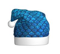 VXXNlnn Sombrero festivo de Navidad para adultos, sombrero de Papá Noel unisex con diseño de escamas de peces azules, perfecto para Navidad, fiestas de vacaciones