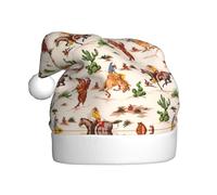 VXXNlnn Sombrero festivo de Navidad para adultos, sombrero de Papá Noel unisex con diseño de estampado de caballos, perfecto para Navidad, fiestas de vacaciones