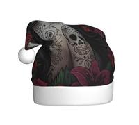 VXXNlnn Sombrero festivo de Navidad para adultos, sombrero de Papá Noel unisex con diseño de estampado de niña del día de los muertos, perfecto para Navidad, fiestas de vacaciones