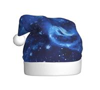 VXXNlnn Sombrero festivo de Navidad para adultos, sombrero de Papá Noel unisex con diseño de galaxia espacial del universo azul, perfecto para Navidad, fiestas de vacaciones