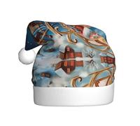 VXXNlnn Sombrero festivo de Navidad para adultos, sombrero de Papá Noel unisex con diseño de impresión de Feliz Navidad, perfecto para Navidad, fiestas de vacaciones
