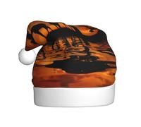 VXXNlnn Sombrero festivo de Navidad para adultos, sombrero de Papá Noel unisex con diseño de jirafa africana con estampado majestuoso de árbol, perfecto para Navidad, fiestas de vacaciones