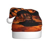 VXXNlnn Sombrero festivo de Navidad para adultos, sombrero de Papá Noel unisex con diseño de jirafa africana con estampado majestuoso de árbol, perfecto para Navidad, fiestas de vacaciones