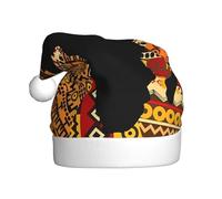VXXNlnn Sombrero festivo de Navidad para adultos, sombrero de Papá Noel unisex con diseño de mapa africano étnico, perfecto para Navidad, fiestas de vacaciones