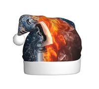 VXXNlnn Sombrero festivo de Navidad para adultos, sombrero de Papá Noel unisex con diseño de micrófono de hielo y fuego, perfecto para Navidad, fiestas de vacaciones