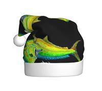 VXXNlnn Sombrero festivo de Navidad para adultos, sombrero de Papá Noel unisex con diseño de peces verdes, perfecto para Navidad, fiestas de vacaciones