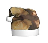 VXXNlnn Sombrero festivo de Navidad para adultos, sombrero de Papá Noel unisex con diseño romántico de rosas, perfecto para Navidad, fiestas de vacaciones