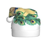 VXXNlnn Sombrero festivo de Navidad para adultos, sombrero de Papá Noel unisex con hermoso diseño de pavo real, perfecto para Navidad, fiestas de vacaciones