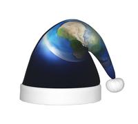 VXXNlnn Sombrero festivo de Papá Noel con estampado de tierra brillante para niños, sombrero de Navidad de felpa suave, gorro de fiesta de vacaciones para Navidad y Año Nuevo