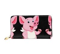 VXXNlnn Supernatural Symbols - Cartera de cuero con estampado negro - Cartera larga para mujer, cartera fina y plegable con tarjetero, bolsillo para monedas, Cerdito rosa, One Size
