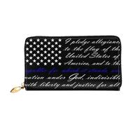 VXXNlnn Supernatural Symbols - Cartera de cuero con estampado negro - Cartera larga para mujer, cartera fina y plegable con tarjetero, bolsillo para monedas, Bandera de juramento de lealtad, One Size