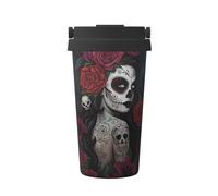 VXXNlnn Taza de café aislada con estampado de niña muerta de 500 ml, taza de viaje de doble capa para coche, oficina, hogar