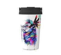 VXXNlnn Taza de café aislada con impresión de cabeza de león, 500 ml, taza de viaje de doble capa para coche, oficina, hogar