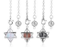 VYIBPDY 3 Piezas Péndulo esotérico con Cadenas, Juego de péndulo de cristal, Accesorios de Tarot, Reiki Equilibrio, Regalos para Amantes