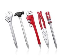 VYIBPDY 5 Piezas Bolígrafos de Novedad,Herramienta de Mano de 16CM, bolígrafos en Forma de Hardware, bolígrafo de Escritura, Llave, alicates, Martillo, Destornillador