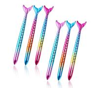 VYIBPDY 6 bolígrafos Biro de sirena con cola de pez para niñas, bolígrafos divertidos para fiesta de cumpleaños para niños, 0,5 MM
