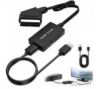 Vyksten Adaptador SCART a HDMI para TV, convertidor AV 1080P con cable | Convierte señales analógicas CVBS en imagen digital y salida de sonido, soporta 720P o 1080P a 60Hz, con alimentación USB