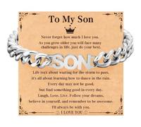 Vylara Pulsera para hombre, regalo para hijo, pulsera de cadena cubana de acero inoxidable para hijo, hombres, niños, hermano, alma gemela, regalo de joyería para cumpleaños, día del padre, Navidad