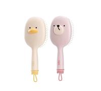 Vyloky Cepillo de pelo 3 en 1, pato de baño/oso rosa, juego de cepillos: cabezal de masaje Air Cushion + peine plano + rodillo de volumen (24,5 cm) con palo de limpieza y mango de 3,3 cm (pequeño pato
