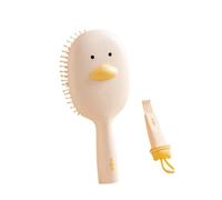 Vyloky Cepillo de pelo 3 en 1, pato de baño/oso rosa, juego de cepillos: cabezal de masaje Air Cushion + peine plano + rodillo de volumen (24,5 cm) con palo de limpieza y mango de 3,3 cm (pequeño pato