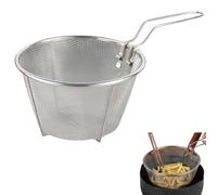 Vyloky Cesta plegable para freír - Cesta redonda de acero inoxidable para baño de aceite con mango plegable y gancho para sartenes, ideal para patatas fritas y pepitas de pollo crujientes (18,3 cm)