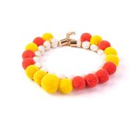 Vyloky Collar para mascotas ajustable, suave y duradero, accesorio para perros pequeños, collar de pompón (rojo + amarillo)