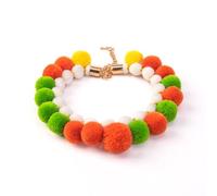 Vyloky Collar para mascotas ajustable, suave y duradero, accesorio para perros pequeños, collar de pompón (rojo + verde)