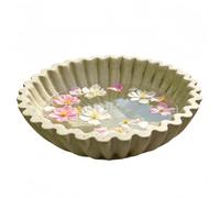 Vyloky Cuenco decorativo blanco con borde de volantes, diseño de concha antigua, bandeja para joyas, frutero o decoración de mesa, regalo de inauguración de la casa o boda, aprox. 20,5 cm (color arena