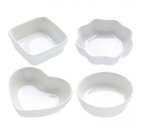 Vyloky Cuencos de cerámica de 4 piezas, elige entre 5 estilos: corazón, cuadrado, flor, redondo o un juego de formas mixtas para salsas y aperitivos (4 piezas mezcladas)