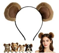 Vyloky Diadema de orejas de oso de peluche, color caqui, linda banda elástica suave para maquillaje/lavado, orejas extraíbles, accesorios de cosplay, fiesta de Halloween, viajes