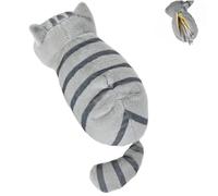 Vyloky Estuche de peluche con diseño de gato gris, gran capacidad, 28 x 13 cm, con cremallera oculta en el vientre, bonito estuche para bolígrafos, escuela y oficina