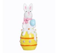 Vyloky Figura de conejo sobre huevo de Pascua - Figura de resina en amarillo, rosa y azul, 1 unidad - Elegante decoración de Pascua para mesa, alféizar de ventana o idea de regalo (amarillo)