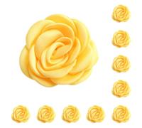 Vyloky Flor de tela de camelia, apliques florales multicapa para horquillas y ropa, disponible en varios colores (amarillo, 10)