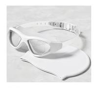 Vyloky Gafas de natación con intensidad de visión 0-6.0 y antivaho, vista panorámica y junta 3D suave para mayor comodidad en la piscina, el lago y el mar (-2.0, blanco transparente + gorro de