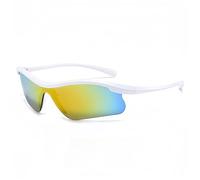 Vyloky Gafas de sol fotocromáticas, gafas de sol fotocromáticas, montura de una pieza, MTB, ciclismo, correr (montura blanca con lentes doradas)