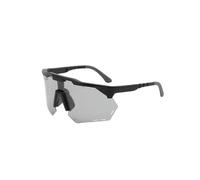 Vyloky Gafas deportivas polarizadas con tinte inteligente, 29,9 g, PC ligero, conducto de aire físico, 142 mm, forma europea para mujer/hombre, día y noche (marco negro, cristal gris tintado)
