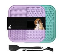 Vyloky Juego de 2 alfombrillas para perros con espátula de silicona y cepillo, juguete para perros, alfombrilla de alimentación para mantequilla, yogur, cuidado del pelaje y cuidado de las uñas, sin