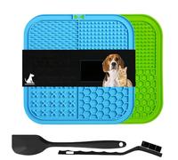 Vyloky Juego de 2 alfombrillas para perros con espátula de silicona y cepillo, para eliminar la ansiedad, juguete para perros, alfombrilla de alimentación para mantequilla, yogur, cuidado del pelaje y