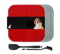 Vyloky Juego de 2 alfombrillas para perros con espátula de silicona y cepillo, para eliminar la ansiedad, juguete para perros, alfombrilla de alimentación para mantequilla, yogur, cuidado del pelaje y