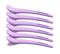 Vyloky Juego de 6 pinzas profesionales de silicona para el pelo con antideslizantes, 5 colores para peinar y cortar todos los tipos de pinzas de pelo (morado)