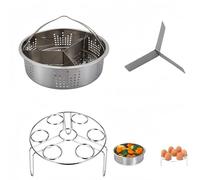 Vyloky Juego de vaporera 3 en 1 para olla a presión 5/6/8 QT | Cesta de vapor de acero inoxidable, vaporizador de huevos y divisor | vapor saludable al mismo tiempo