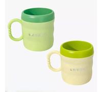 Vyloky Juego de vasos para cepillos de dientes, diseño de bambú, 500 ml, multicolor (amarillo-verde/verde matcha/gris claro/naranja), mango cómodo (verde matcha + verde amarillo)