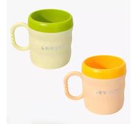 Vyloky Juego de vasos para cepillos de dientes, diseño de bambú, 500 ml, multicolor (amarillo-verde/verde matcha/gris claro/naranja), mango cómodo (verde amarillo y naranja)