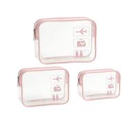 Vyloky Klarsicht Set 3 Tamaños - Bolsas transparentes de viaje para cosméticos de viaje impermeables para hombre y mujer (rosa)
